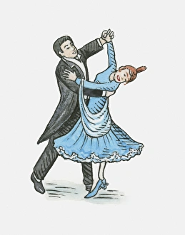 Illustration of man and a woman ballroom dancing Illustration of man and a woman ballroom dancing
