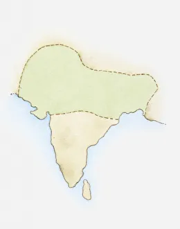 Illustration, map of India with Mauryan Empire highlighted in green Illustration, map of India with Mauryan Empire highlighted in green