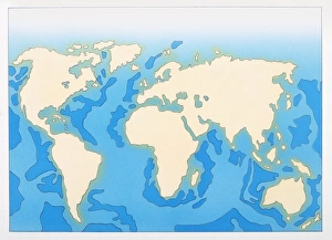 Illustration of map showing deep sea areas of the world Illustration of map showing deep sea areas of the world