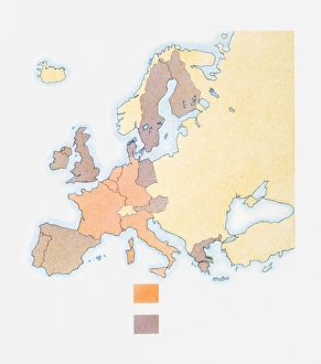 Illustration of map showing original members of the European Union Illustration of map showing original members of the European Union