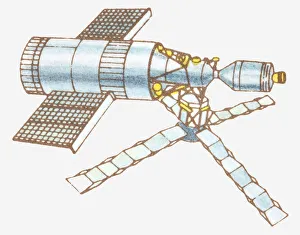 Illustration of NASA skylab space station, 1970s Illustration of NASA skylab space station, 1970s