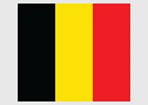 Illustration of national flag of Belgium, with three equal vertical bands of black, yellow and red