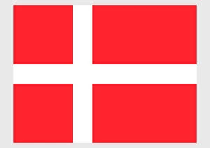 Identity Collection: Illustration of national flag of Denmark, with white Scandinavian cross extending to edges of red
