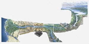 Illustration of Nile river from Lake Victoria to Nile Delta Illustration of Nile river from Lake Victoria to Nile Delta