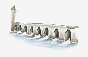 Illustration of old Roman bridge at La Sauvetat-du-Dropt, Pays du Dropt, Lot-et-Garonne Illustration of old Roman bridge at La Sauvetat-du-Dropt, Pays du Dropt, Lot-et-Garonne