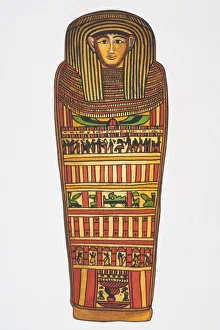 Illustration, painted Egyptian mummy coffin Illustration, painted Egyptian mummy coffin