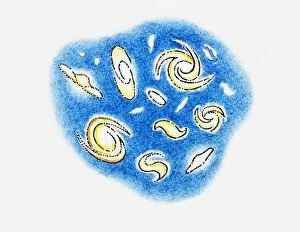 Illustration of particles from the Universe