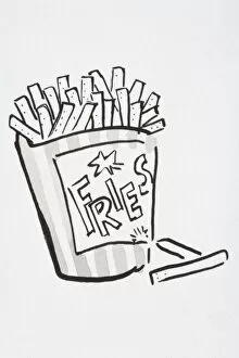 Images Dated 11th September 2006: Illustration, portion of chips, Fries written on front