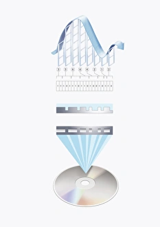 Illustration of the processes involved in storing sound on a CD Illustration of the processes involved in storing sound on a CD