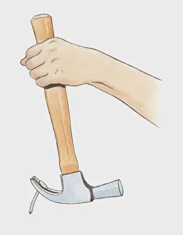 Illustration of removing nail using claw hammer Illustration of removing nail using claw hammer