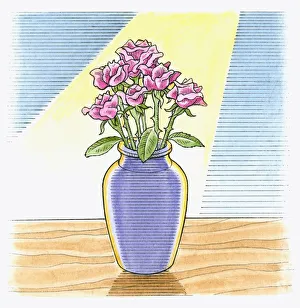 Illustration of shining light on flowers to remove pollen beetles from flowers in vase Illustration of shining light on flowers to remove pollen beetles from flowers in vase