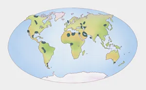 Illustration of showing distribution of oil and gas shown on world map Illustration of showing distribution of oil and gas shown on world map