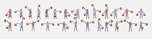 Illustration showing semaphore signalling using flags Illustration showing semaphore signalling using flags