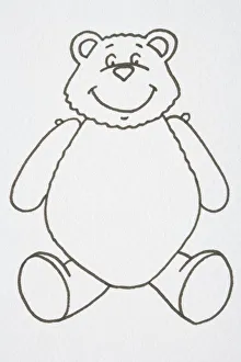 Illustration, smiling teddy bear sitting, front view Illustration, smiling teddy bear sitting, front view