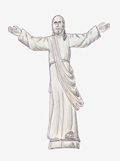 Illustration of statue of Christ on the Hill of Crosses or Kryziu Kalnas, Lithuania Illustration of statue of Christ on the Hill of Crosses or Kryziu Kalnas, Lithuania