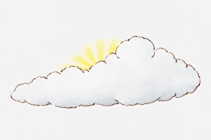 Illustration of sun disappearing behind a cloud Illustration of sun disappearing behind a cloud