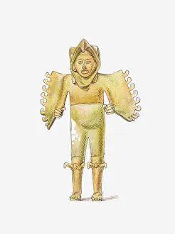 Illustration of terracotta Aztec warrior, Temple Mayor, Mexico City Illustration of terracotta Aztec warrior, Temple Mayor, Mexico City