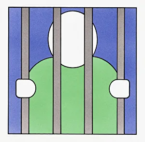 Illustration of toddler behind stair guard Illustration of toddler behind stair guard