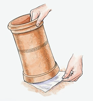 Illustration of using piece of netting below old terracotta chimney pot to prevent pests Illustration of using piece of netting below old terracotta chimney pot to prevent pests