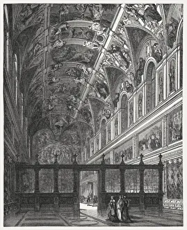 Indoor view of Sistine Chapel, Vatican, published in 1878 Indoor view of Sistine Chapel, Vatican, published in 1878