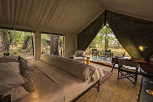 Okavango Delta Collection: Inside view of luxury tent, Machaba Camp, Okavango Delta, BBotswana