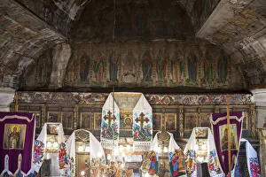 Interior of wooden orthodox church of Poplis Interior of wooden orthodox church of Poplis