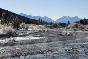 Isar in winter, Vorderriss, Tyrol, Austria Isar in winter, Vorderriss, Tyrol, Austria