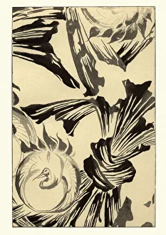 Japanesse Art, Symbolic Knots and Cranes design, 19th Century Japanesse Art, Symbolic Knots and Cranes design, 19th Century