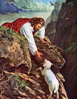 Top Sellers - Art Prints Gallery: Jesus Reaching for a Lost Sheep