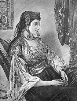 Tangier Collection: Jewish woman, noble Jewish woman in noble dress and with much jewellery, from Tangier, Morocco
