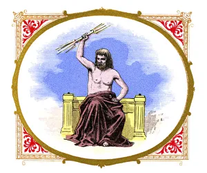<b class=qtipBold><figcaption>Jupiter</figcaption></b><br>Vintage lithograph from 1883 showing the Roman God Jupiter or Jove is the king of the gods and the god of sky and thunder.<br><em>© duncan1890</em> Jupiter