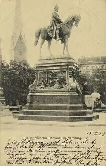 Emperors Collection: Kaiser-Wilhelm-Denkmal, Hamburg, Germany, postcard with text, view around ca 1910, historical