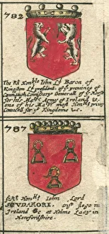King Kingston and Scudamore coat of arms copperplate 17th century King Kingston and Scudamore coat of arms copperplate 17th century