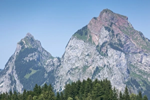 Kleiner Mythen mountain and Grosser Mythen mountain, seen from Stoos, Morschach Kleiner Mythen mountain and Grosser Mythen mountain, seen from Stoos, Morschach