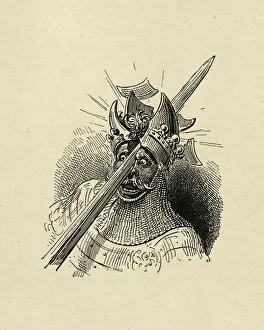 Knights head cleaved in twain by sword blow, Orlando Furioso Knights head cleaved in twain by sword blow, Orlando Furioso