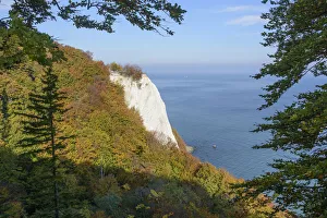 Konigsstuhl, Kings Chair, chalk cliffs in autumn, Jasmund National Park, Rugen, Mecklenburg-Western Konigsstuhl, Kings Chair, chalk cliffs in autumn, Jasmund National Park, Rugen, Mecklenburg-Western