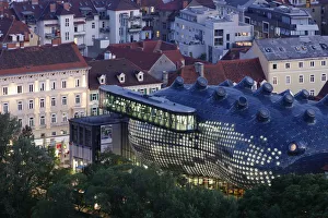 Kunsthaus, art house, view from Schlossberg, castle hill, Graz, Styria, Austria, Europe Kunsthaus, art house, view from Schlossberg, castle hill, Graz, Styria, Austria, Europe