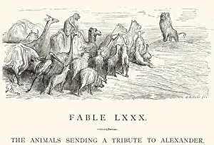La Fontaine's Fables - Animals sending a tribute to Alexander La Fontaine's Fables - Animals sending a tribute to Alexander