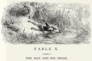Images Dated 6th August 2014: La Fontaines Fables - The Man and his Image