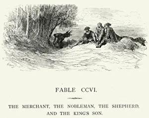 La Fontaine's Fables - Merchant Nobleman Shepherd and the King's La Fontaine's Fables - Merchant Nobleman Shepherd and the King's