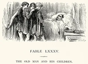 La Fontaine's Fables - Old Man and his Children La Fontaine's Fables - Old Man and his Children