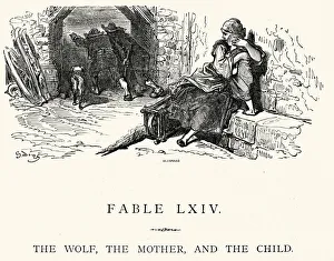La Fontaine's Fables - Wolf Mother and Child La Fontaine's Fables - Wolf Mother and Child