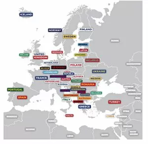Denmark Gallery: Labeled European Map