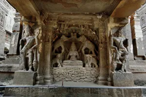 Maharashtra Gallery: Lakshmi at the Entrance of Kailas Temple at Ellora