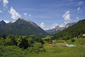 Landscape of Berchtesgadener Land with Hochkalter Mountain, left, and Reiteralpe Mountain Landscape of Berchtesgadener Land with Hochkalter Mountain, left, and Reiteralpe Mountain