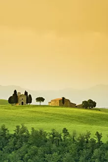 Images Dated 23rd May 2006: Landscape with church and villa, Tuscany, Italy
