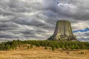Landscape with Devils Tower rock formation at Devils Tower National Monument Landscape with Devils Tower rock formation at Devils Tower National Monument