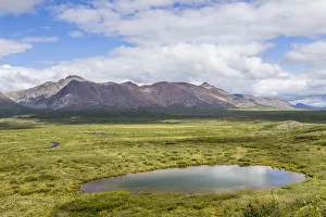 Landscape with mountains and pond, Alaska, USA Landscape with mountains and pond, Alaska, USA