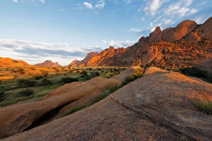 Landscape photo of the Spitzkoppe granite mountains at sunrise. Spitzkoppe, Erongo, Namibia