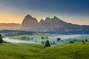 landscape scenic viewpoint of Alpe di Suisi , famous travel location Dolomite Alps, Italy landscape scenic viewpoint of Alpe di Suisi , famous travel location Dolomite Alps, Italy